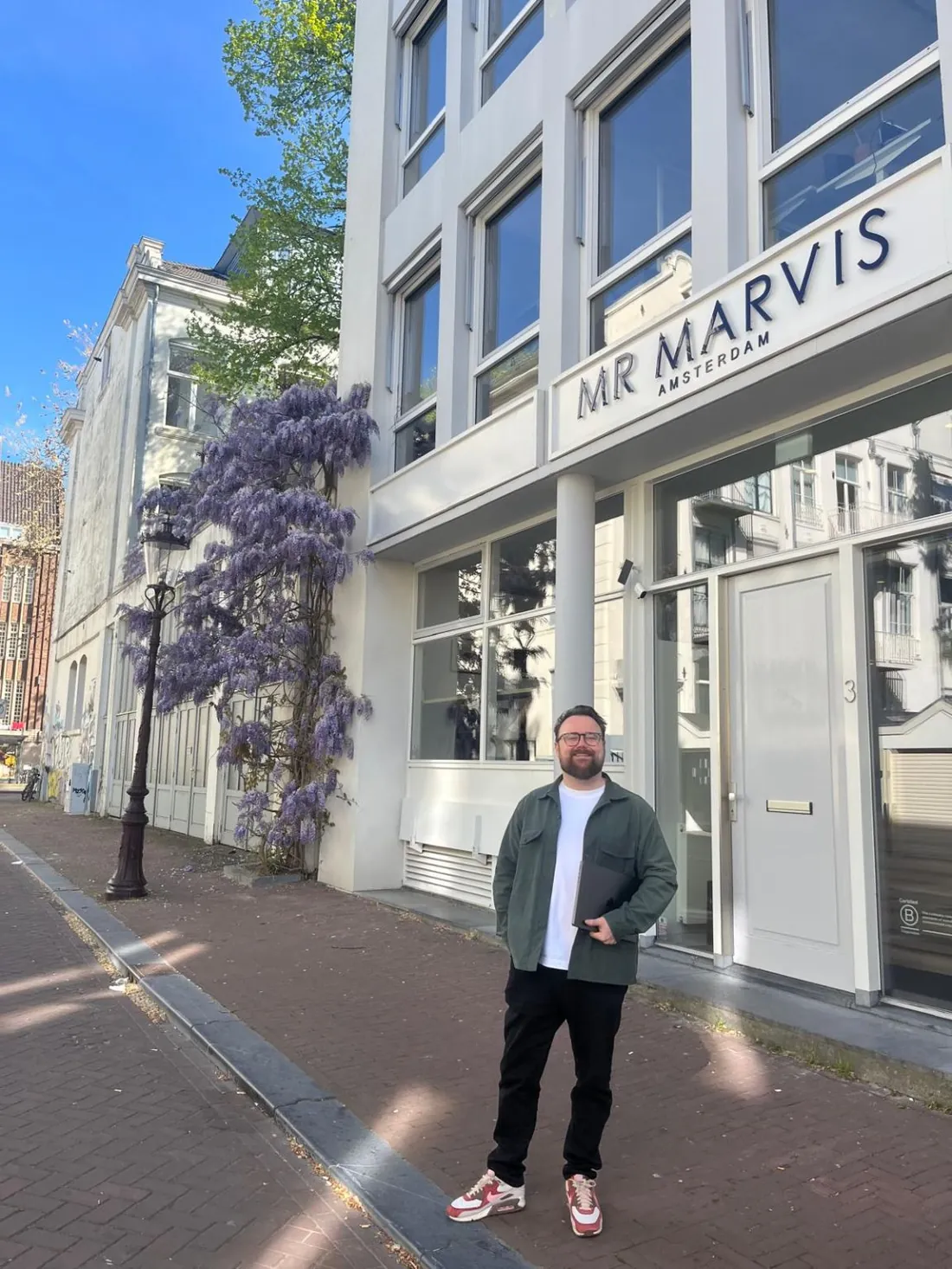 Ben standing outside the MR MARVIS office in Amsterdam